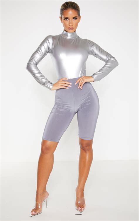 silver long sleeve bodysuit